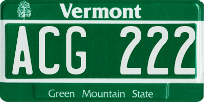 VT license plate ACG222