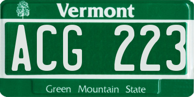 VT license plate ACG223