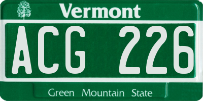 VT license plate ACG226