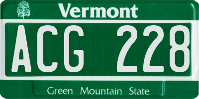 VT license plate ACG228