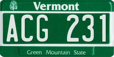 VT license plate ACG231