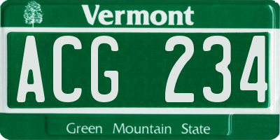 VT license plate ACG234