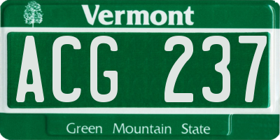 VT license plate ACG237