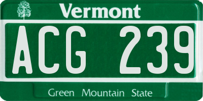 VT license plate ACG239