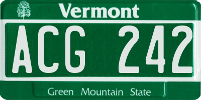 VT license plate ACG242