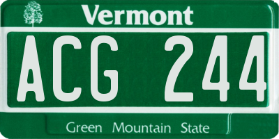 VT license plate ACG244