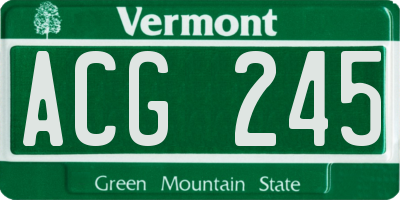 VT license plate ACG245
