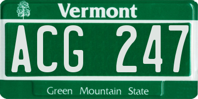 VT license plate ACG247
