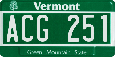 VT license plate ACG251