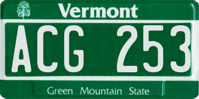 VT license plate ACG253