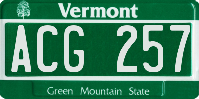 VT license plate ACG257