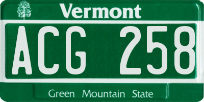 VT license plate ACG258