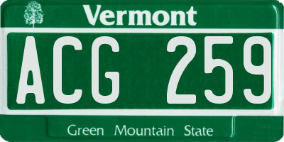 VT license plate ACG259