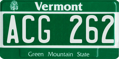 VT license plate ACG262