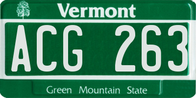 VT license plate ACG263