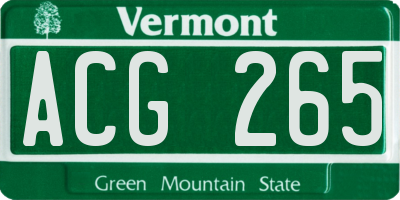 VT license plate ACG265