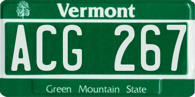 VT license plate ACG267