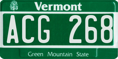 VT license plate ACG268