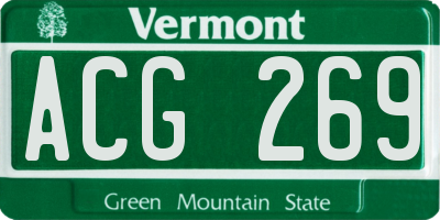 VT license plate ACG269