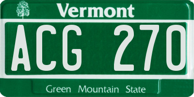 VT license plate ACG270