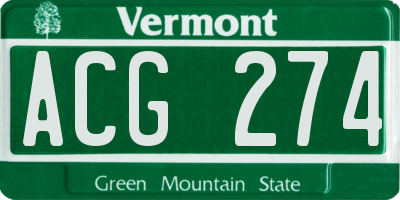 VT license plate ACG274