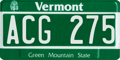 VT license plate ACG275