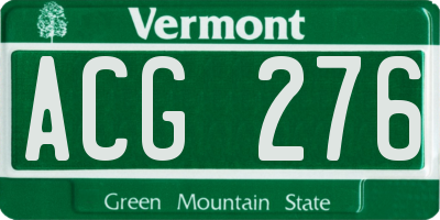 VT license plate ACG276