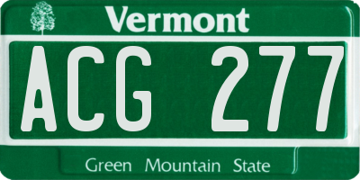 VT license plate ACG277