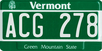 VT license plate ACG278
