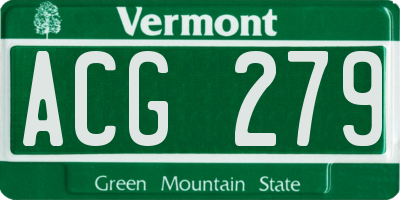 VT license plate ACG279