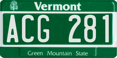 VT license plate ACG281