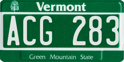 VT license plate ACG283