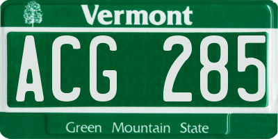 VT license plate ACG285