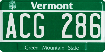 VT license plate ACG286