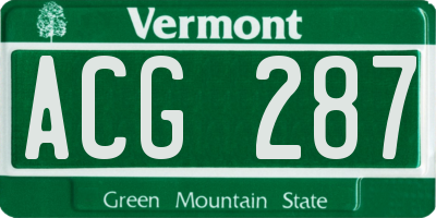 VT license plate ACG287