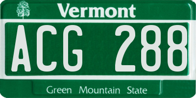 VT license plate ACG288