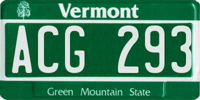 VT license plate ACG293