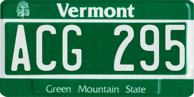 VT license plate ACG295