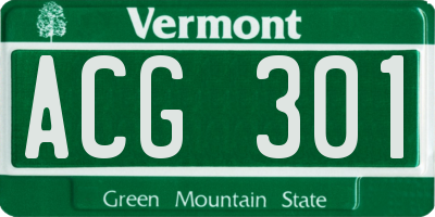 VT license plate ACG301