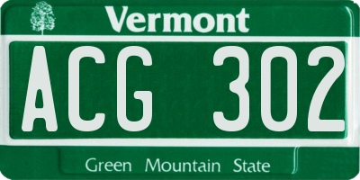 VT license plate ACG302