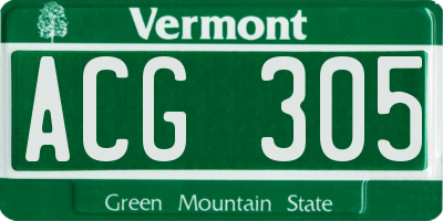 VT license plate ACG305
