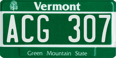 VT license plate ACG307