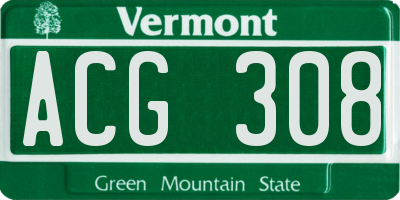 VT license plate ACG308