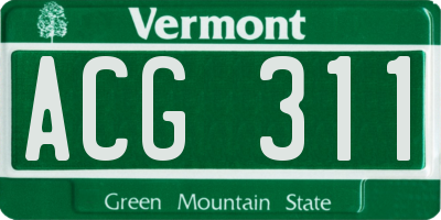 VT license plate ACG311