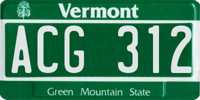 VT license plate ACG312