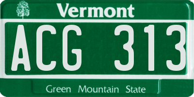 VT license plate ACG313