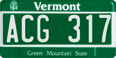 VT license plate ACG317