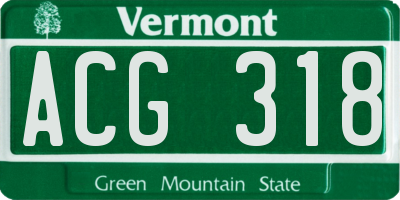 VT license plate ACG318
