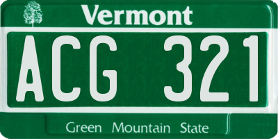 VT license plate ACG321