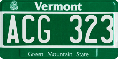 VT license plate ACG323